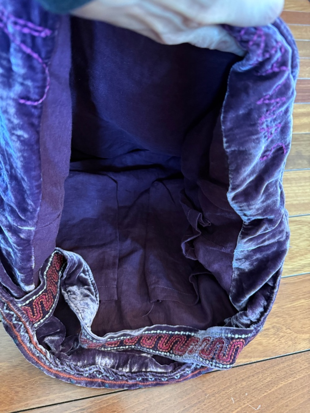 LIKE NEW!!! 💜 Johnny Was Embroidered Velvet Tote Bag in Deep Purple - Picture 5 of 5